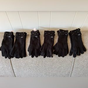 Victoria’s Secret Black Knit Gloves Rhinestone Bling 6 Pair Bundle $147 Value!
